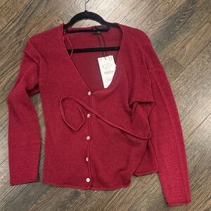 Zara Red V-Neck Wrap Top